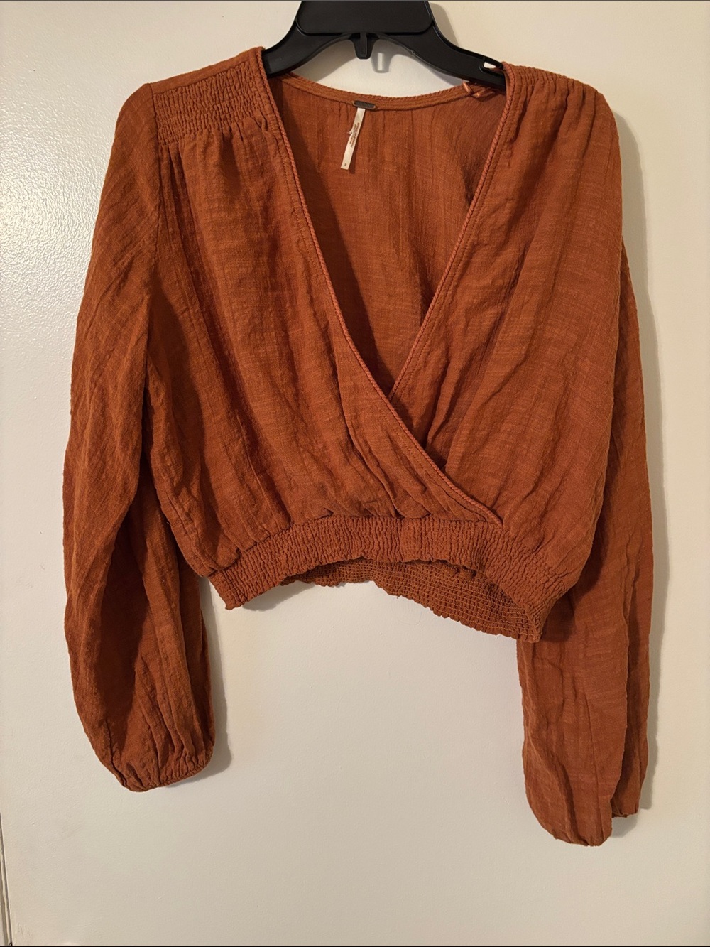 Free People Rust Cropped Wrap Top